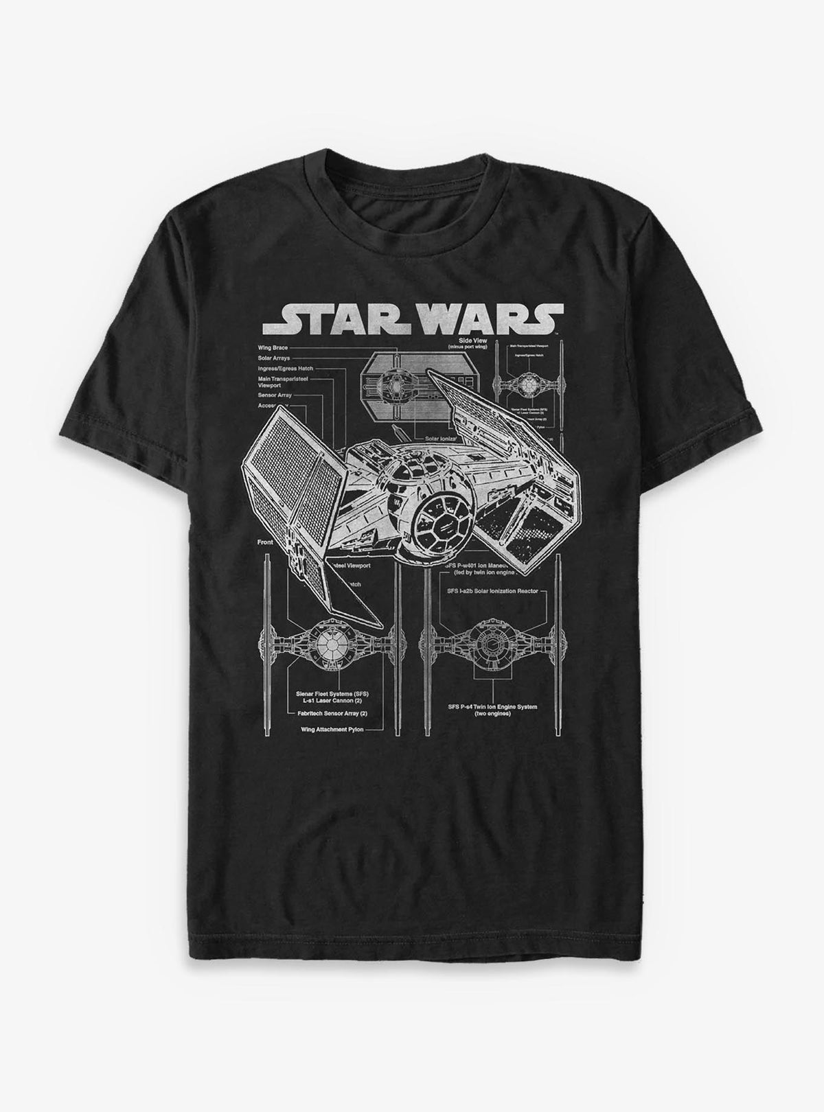 space adventure TIE Fighter Blueprint T-Shirt