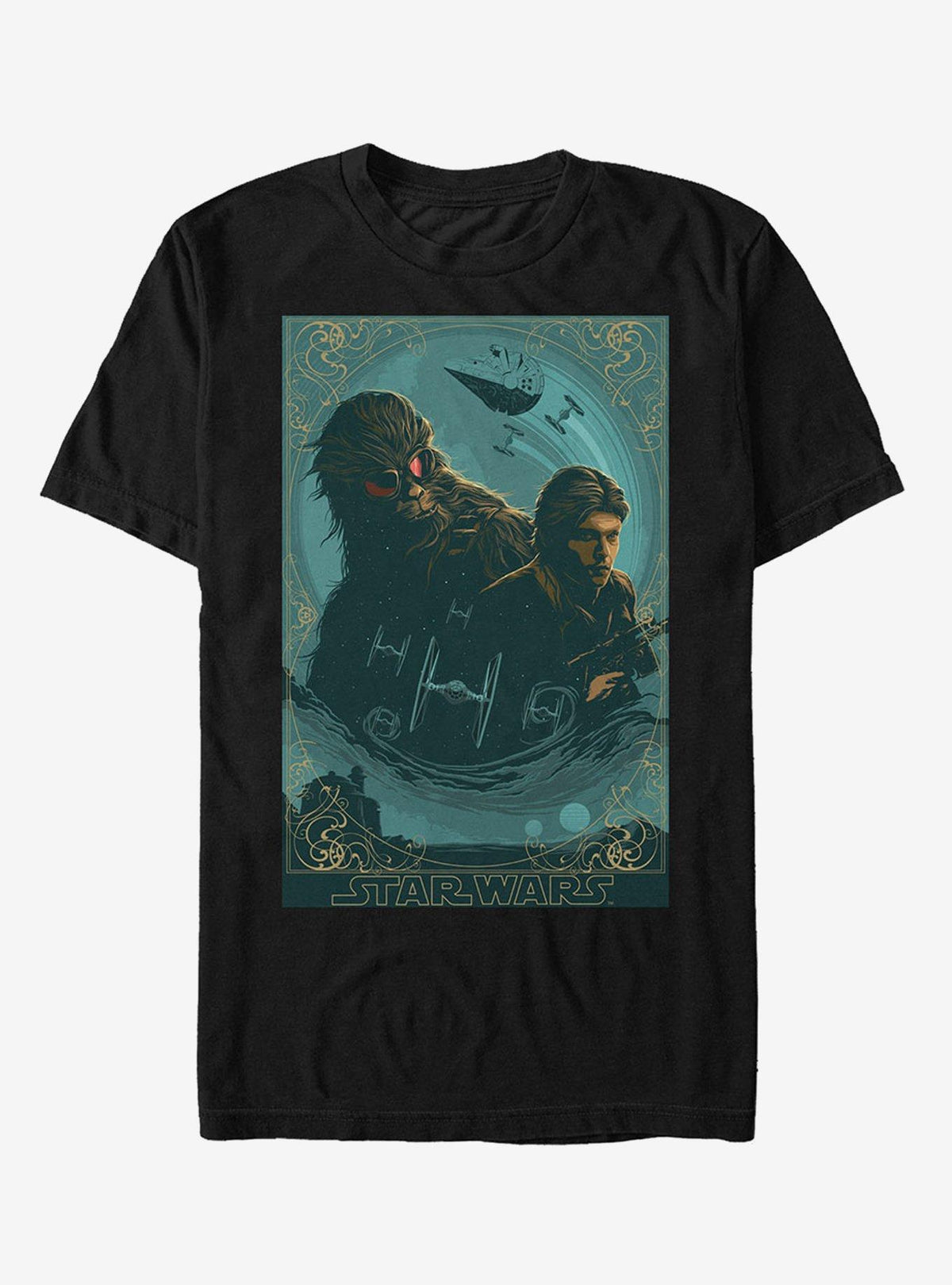 space adventure Ornate Han Chewie Frame T-Shirt