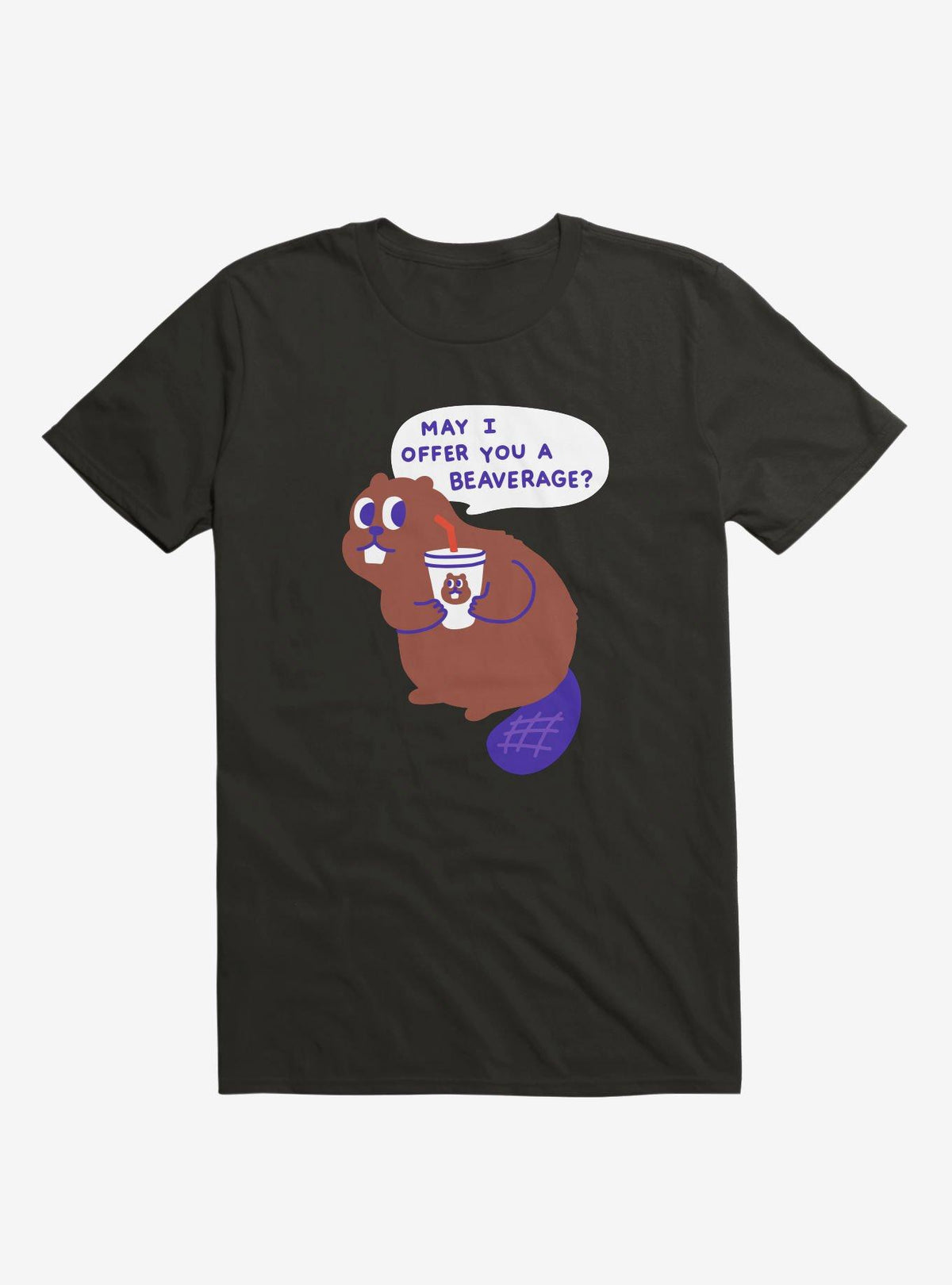 Beaver Offers A Beverage Black T-Shirt
