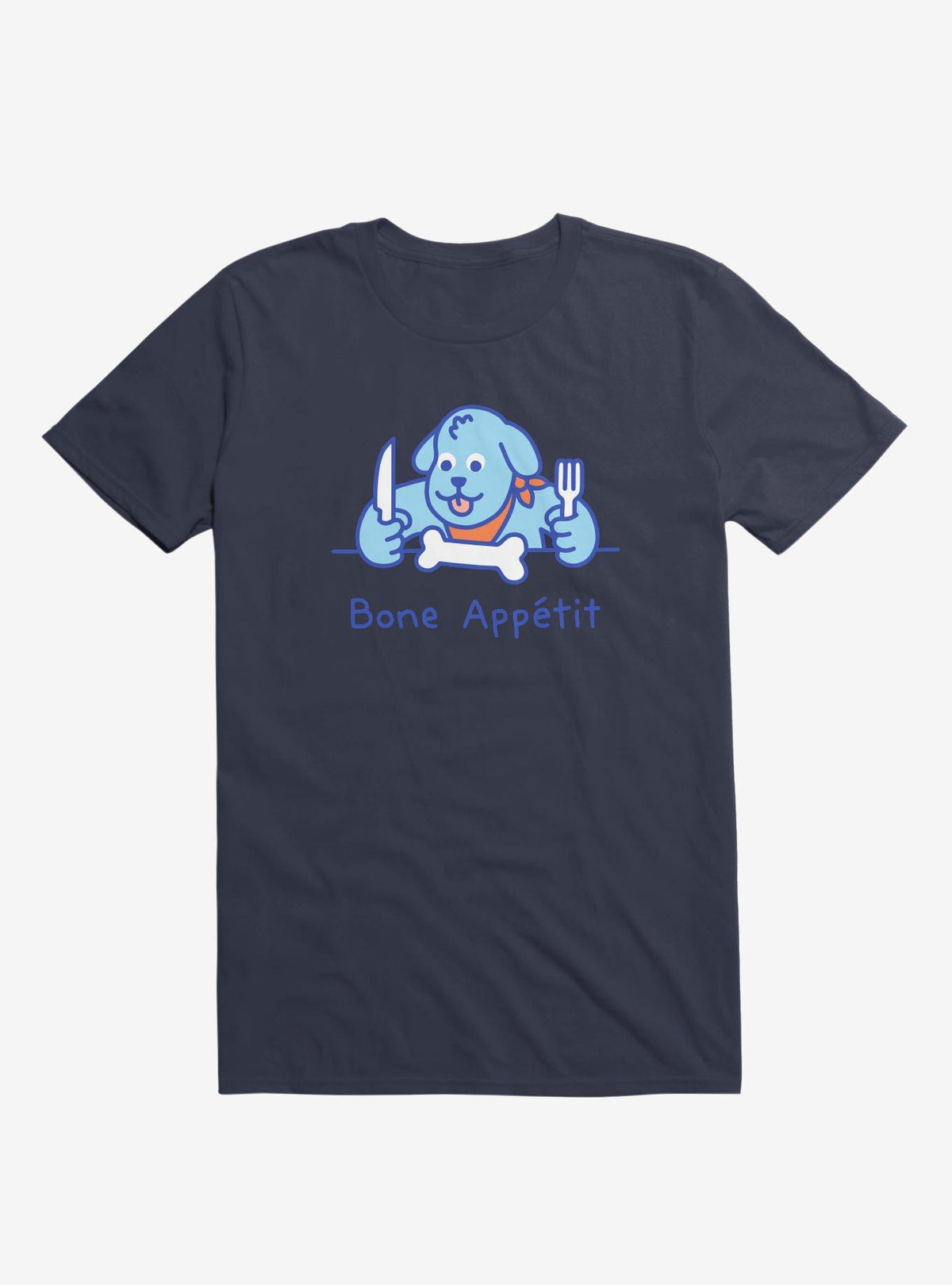 Bone Appetit Dog Navy Blue T-Shirt