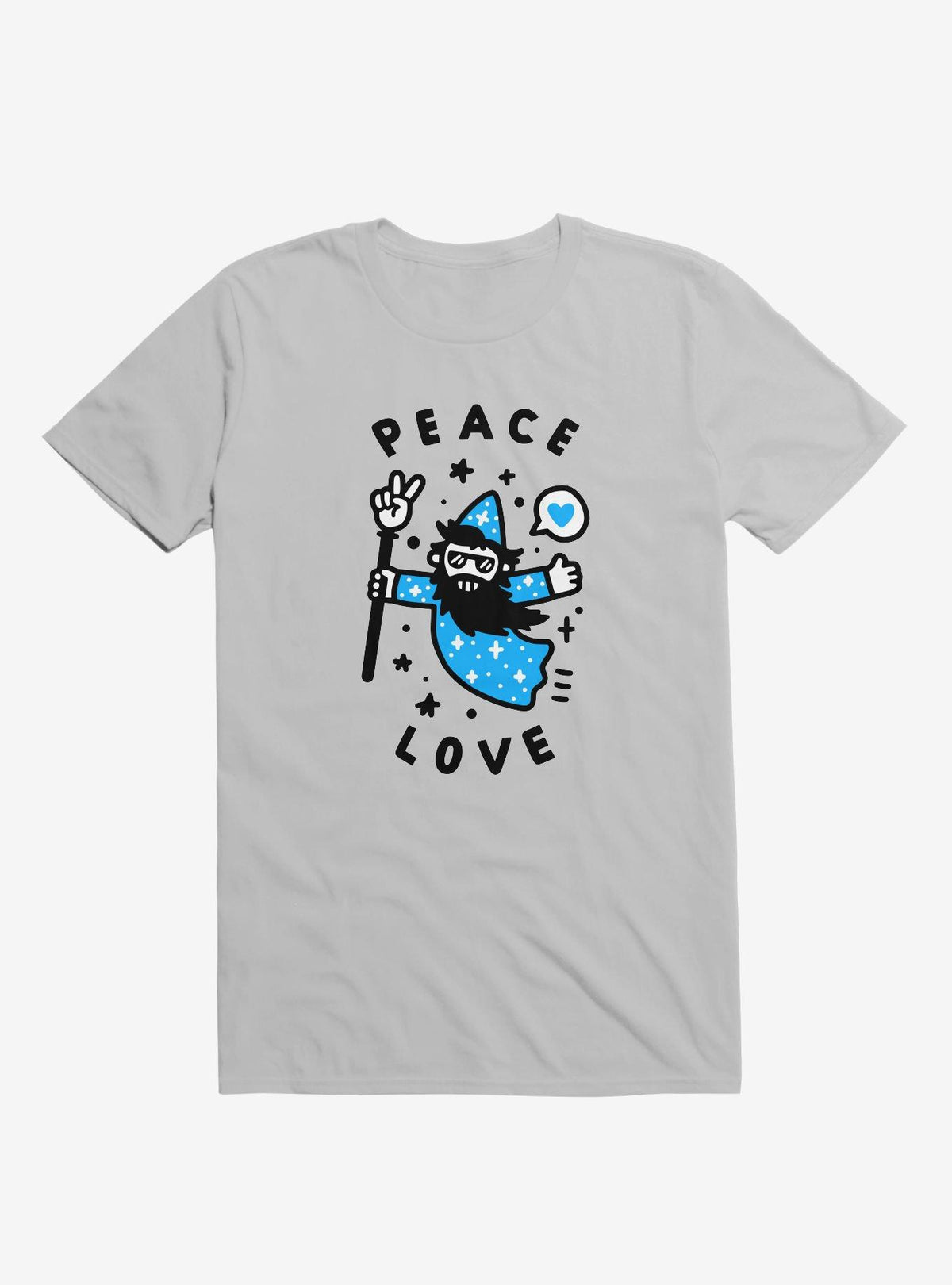 Coolest Wizard Peace Love Silver T-Shirt