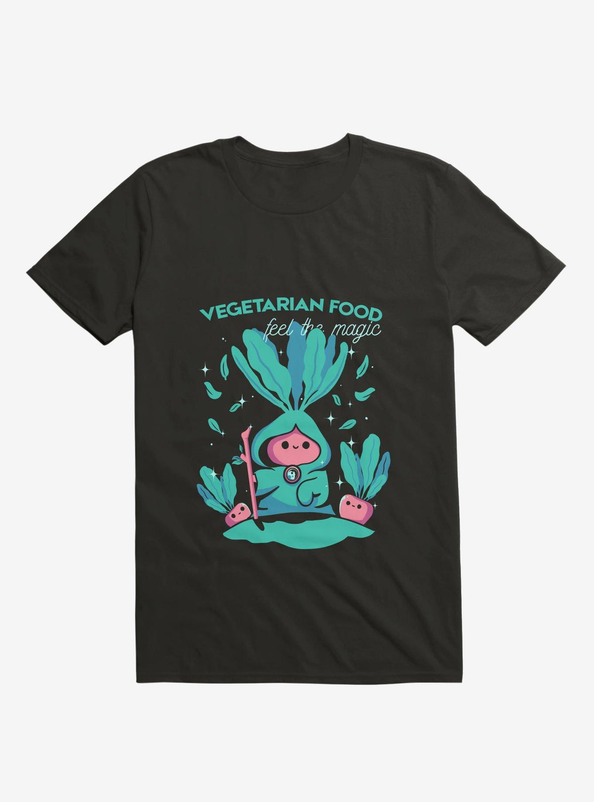 Vegetarian Food Feel The Magic Black T-Shirt