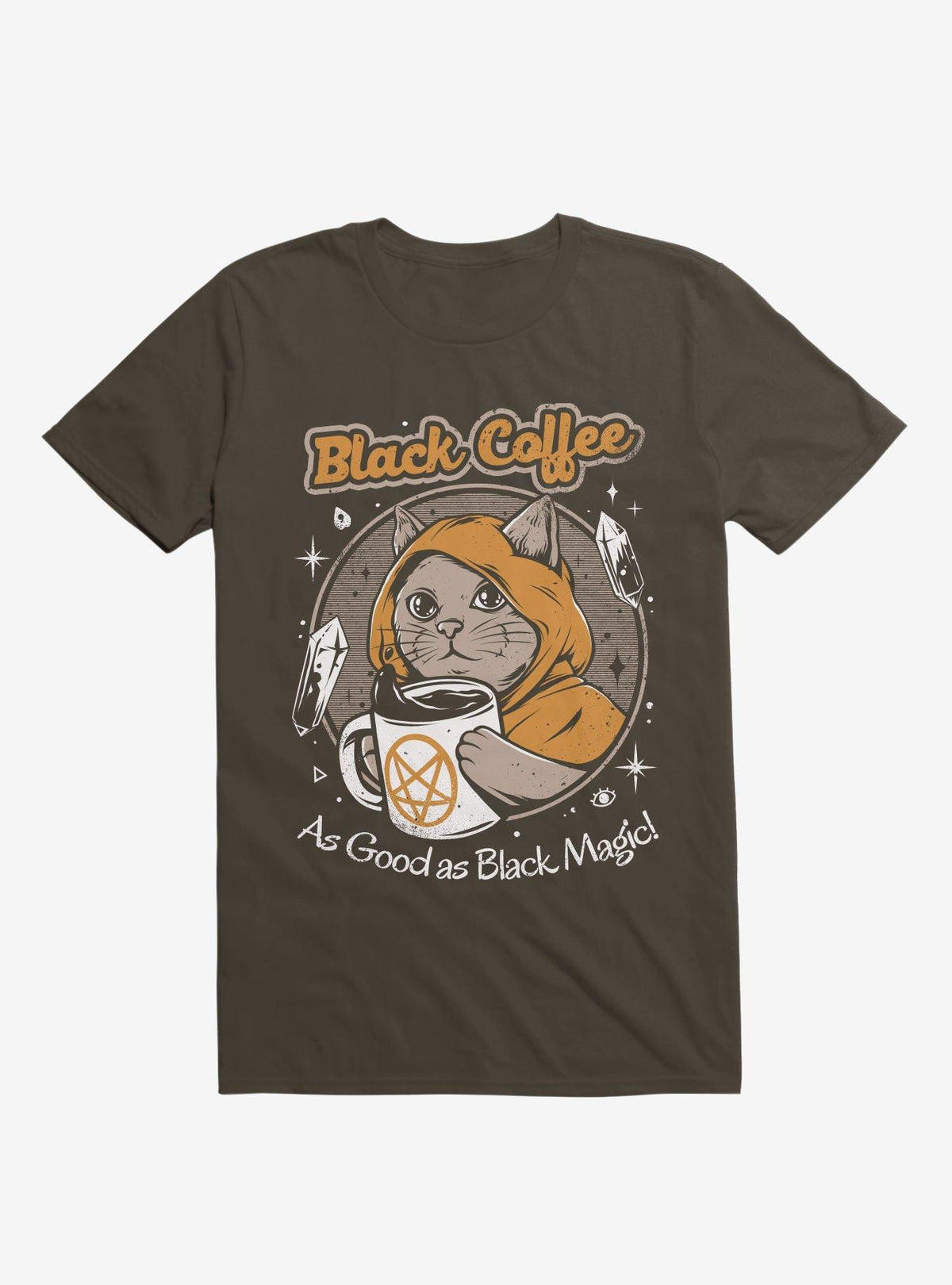 Black Coffee Cat As Good As Black Magic Brown T-Shirt
