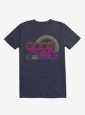Good Vibes Rainbow Navy Blue T-Shirt