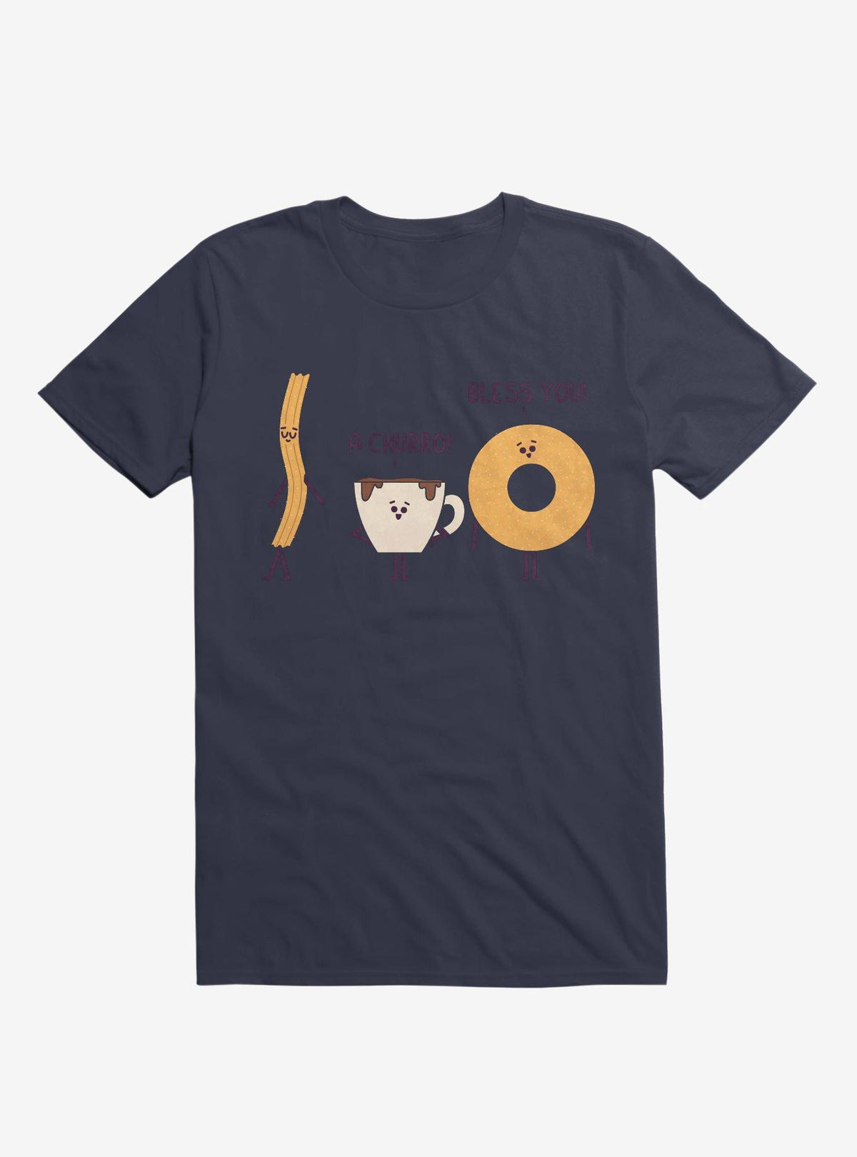 A Churro Bless You Coffee And Donut Navy Blue T-Shirt