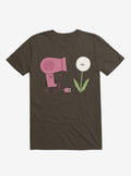 Forbidden Love Hair Dryer And Dandelion Brown T-Shirt