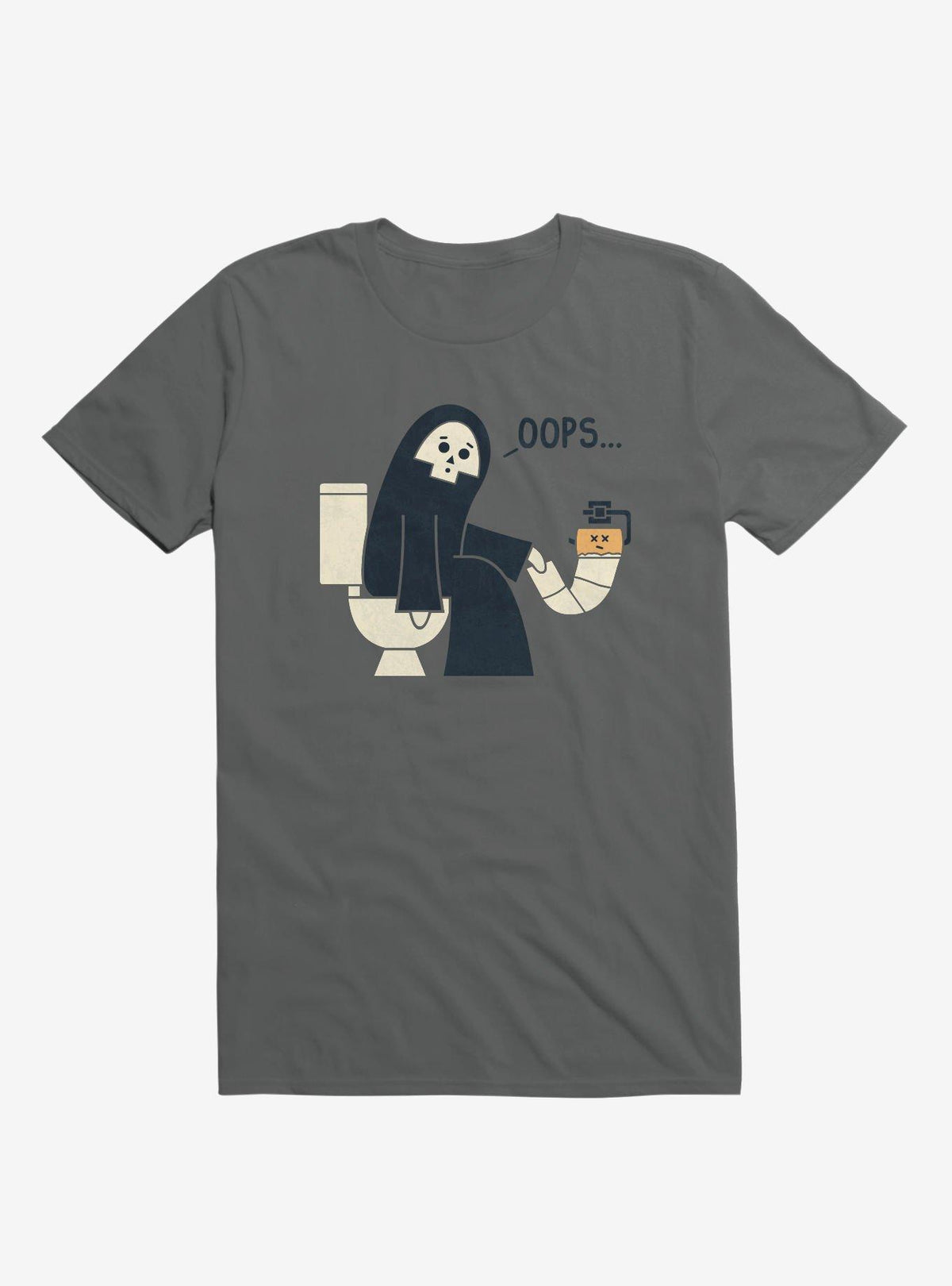 Grim Reaper Oops Pooper Charcoal Grey T-Shirt