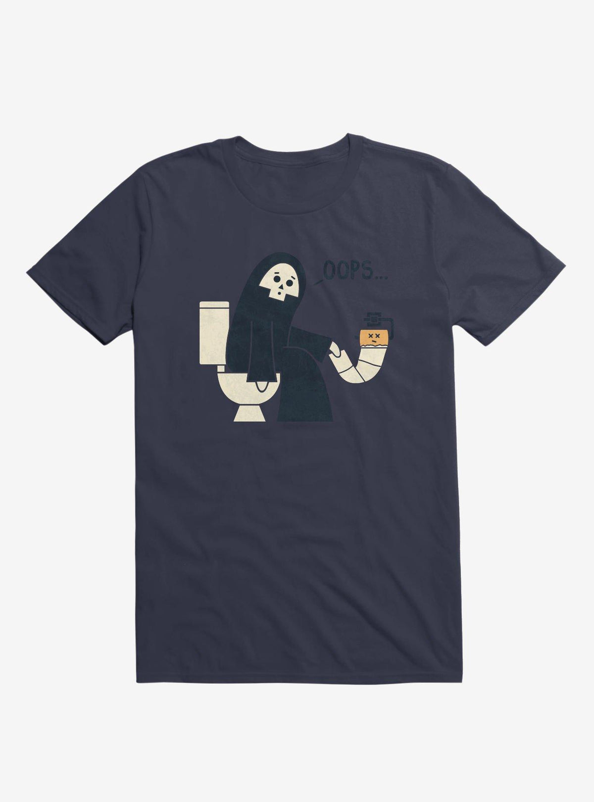 Grim Reaper Oops Pooper Navy Blue T-Shirt