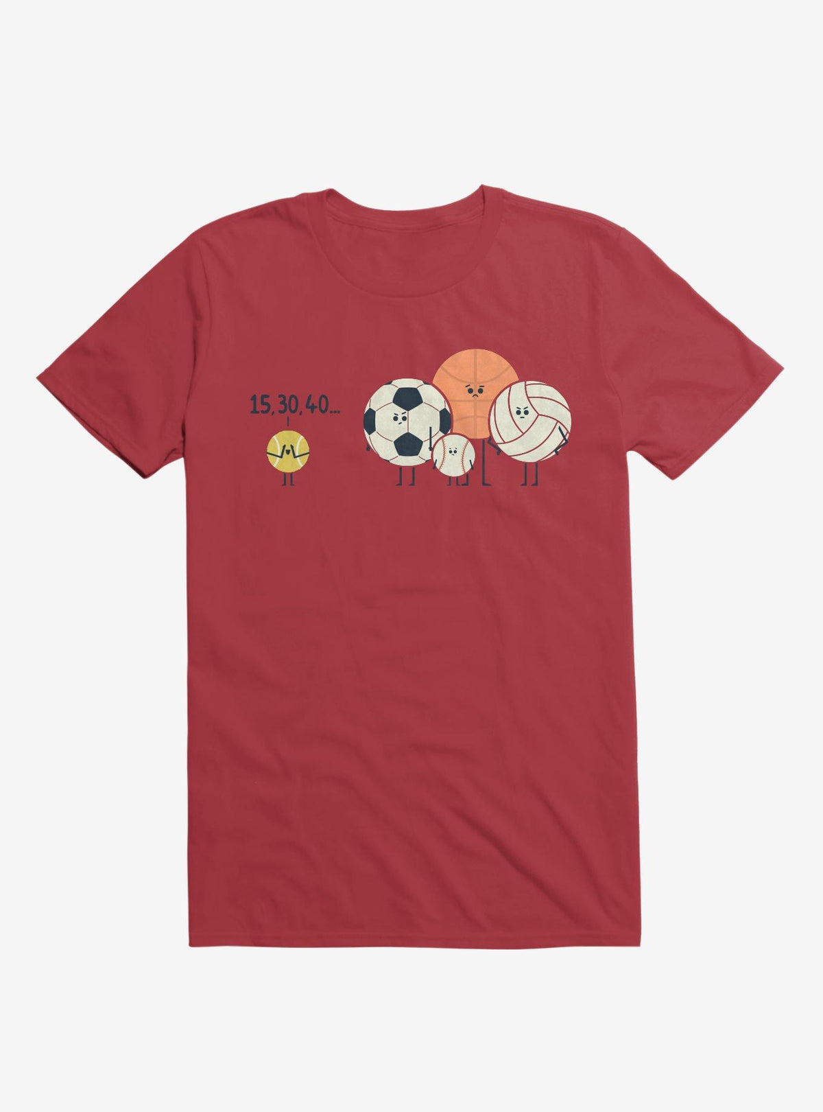 Sports Balls Playing Hide And Seek Red T-Shirt