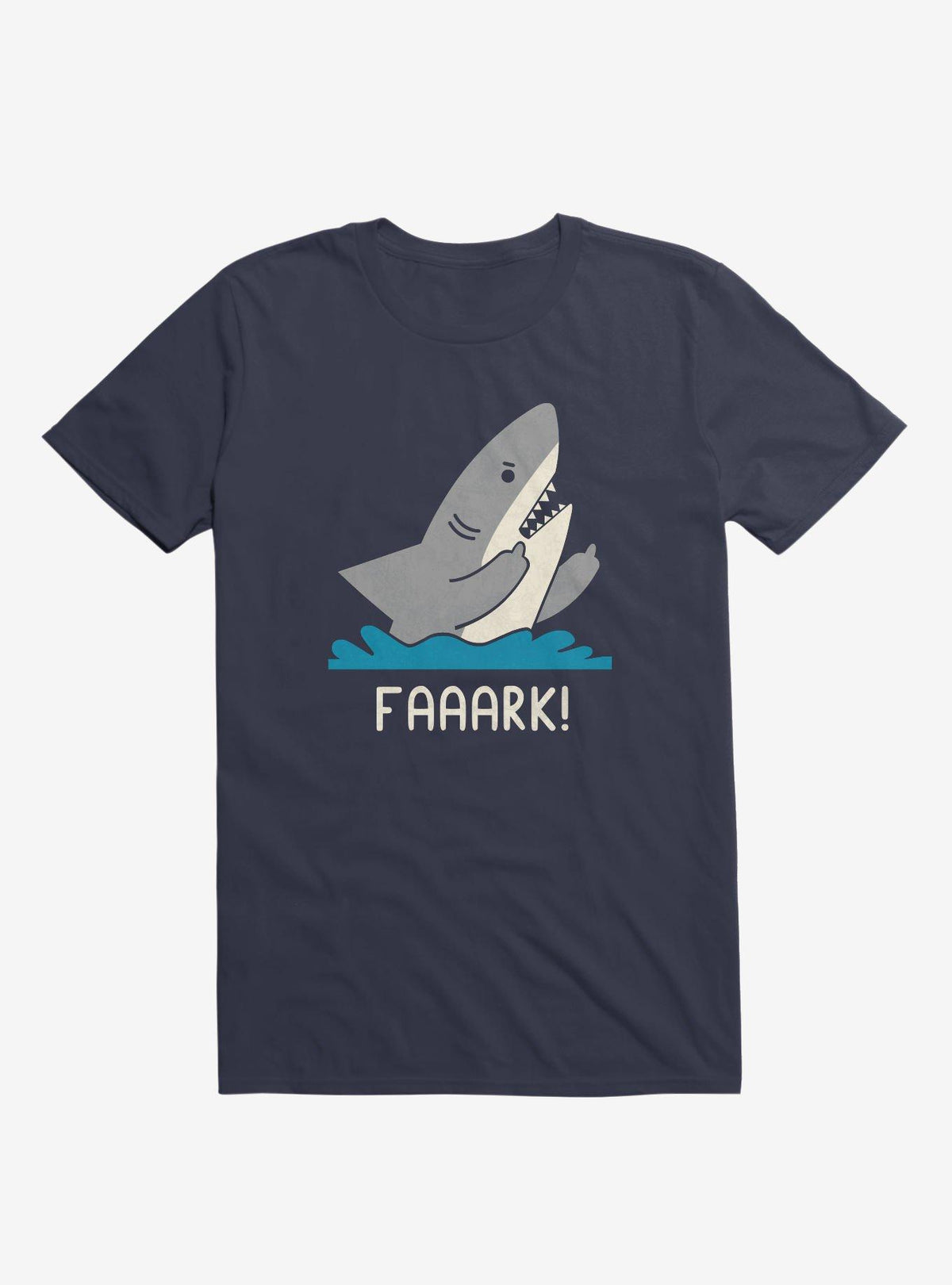 Moody Shark Faaark Navy Blue T-Shirt