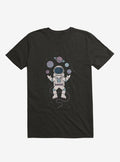 Astronaut Space Juggler Black T-Shirt