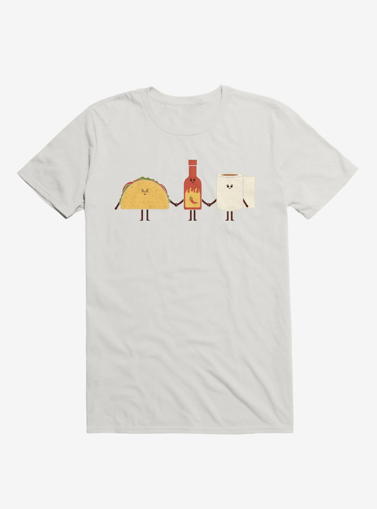 Taco Hot Sauce Toilet Paper Friends White T-Shirt
