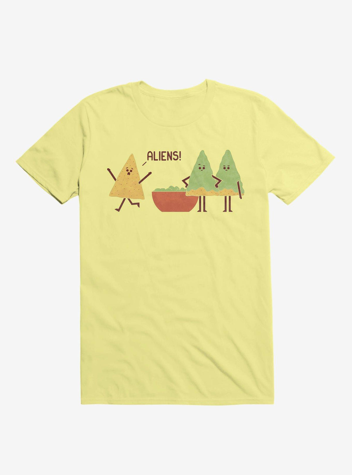 Aliens Chip Guacamole Dip Corn Silk Yellow T-Shirt