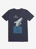 Bad Back Whale Oh My Back Navy Blue T-Shirt
