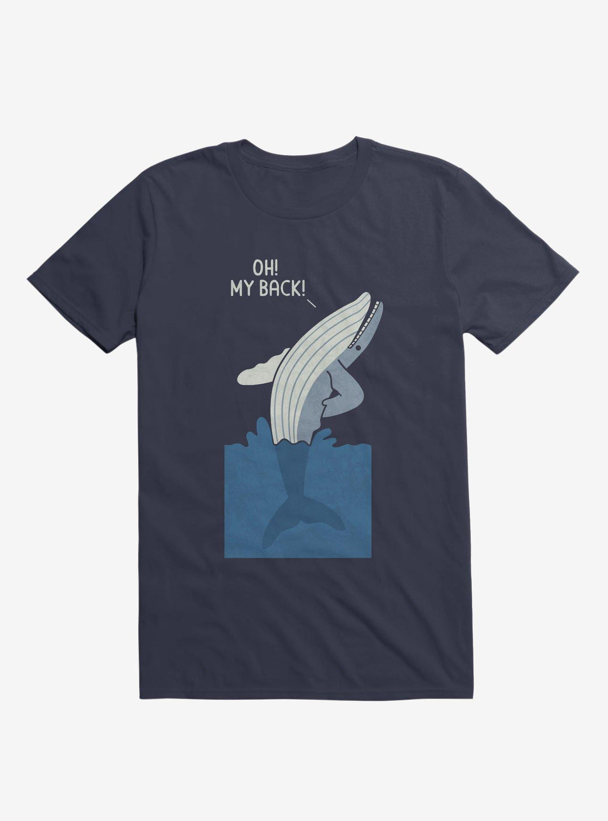 Bad Back Whale Oh My Back Navy Blue T-Shirt