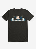 Penguin With Narwhals Laundry Day Black T-Shirt
