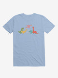 Dinos Eating Pizza Light Blue T-Shirt