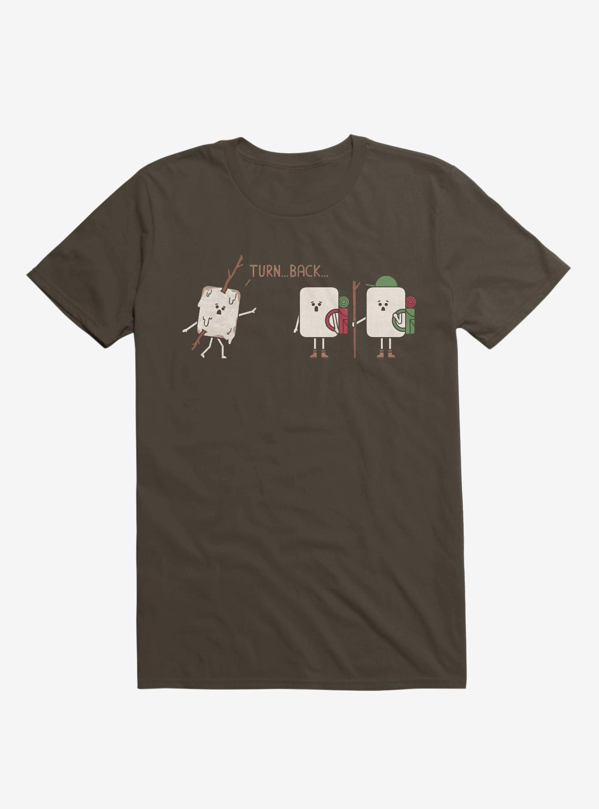 Turn Back Marshmallow Warning Brown T-Shirt