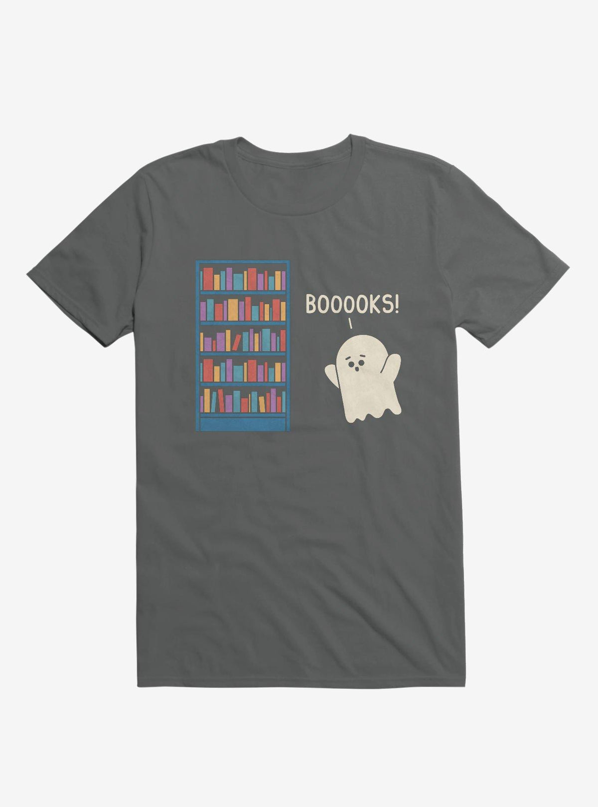 Booooks Ghost Book Library Lover Charcoal Grey T-Shirt