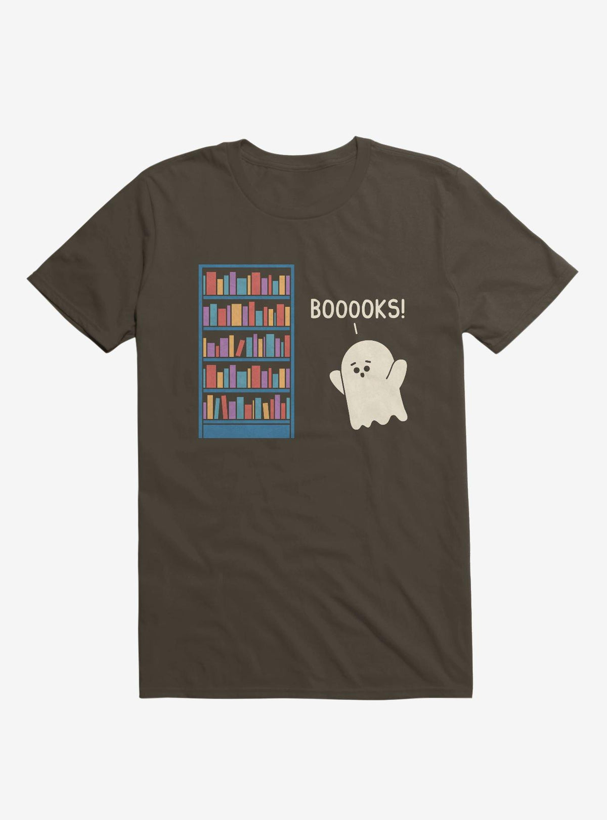 Booooks Ghost Book Library Lover Brown T-Shirt