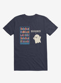 Booooks Ghost Book Library Lover Navy Blue T-Shirt