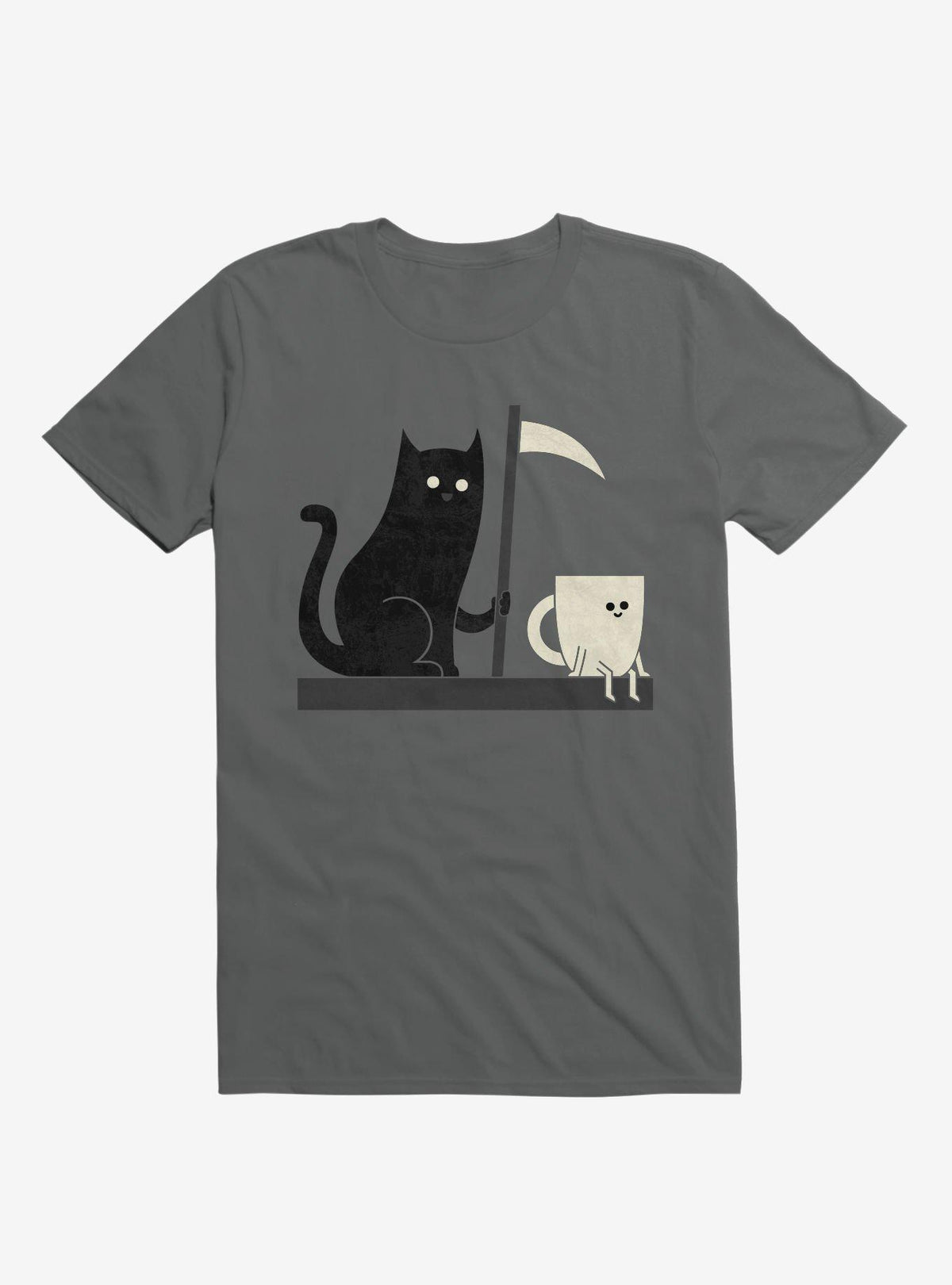 Impending Doom Cat Vs Cup Charcoal Grey T-Shirt