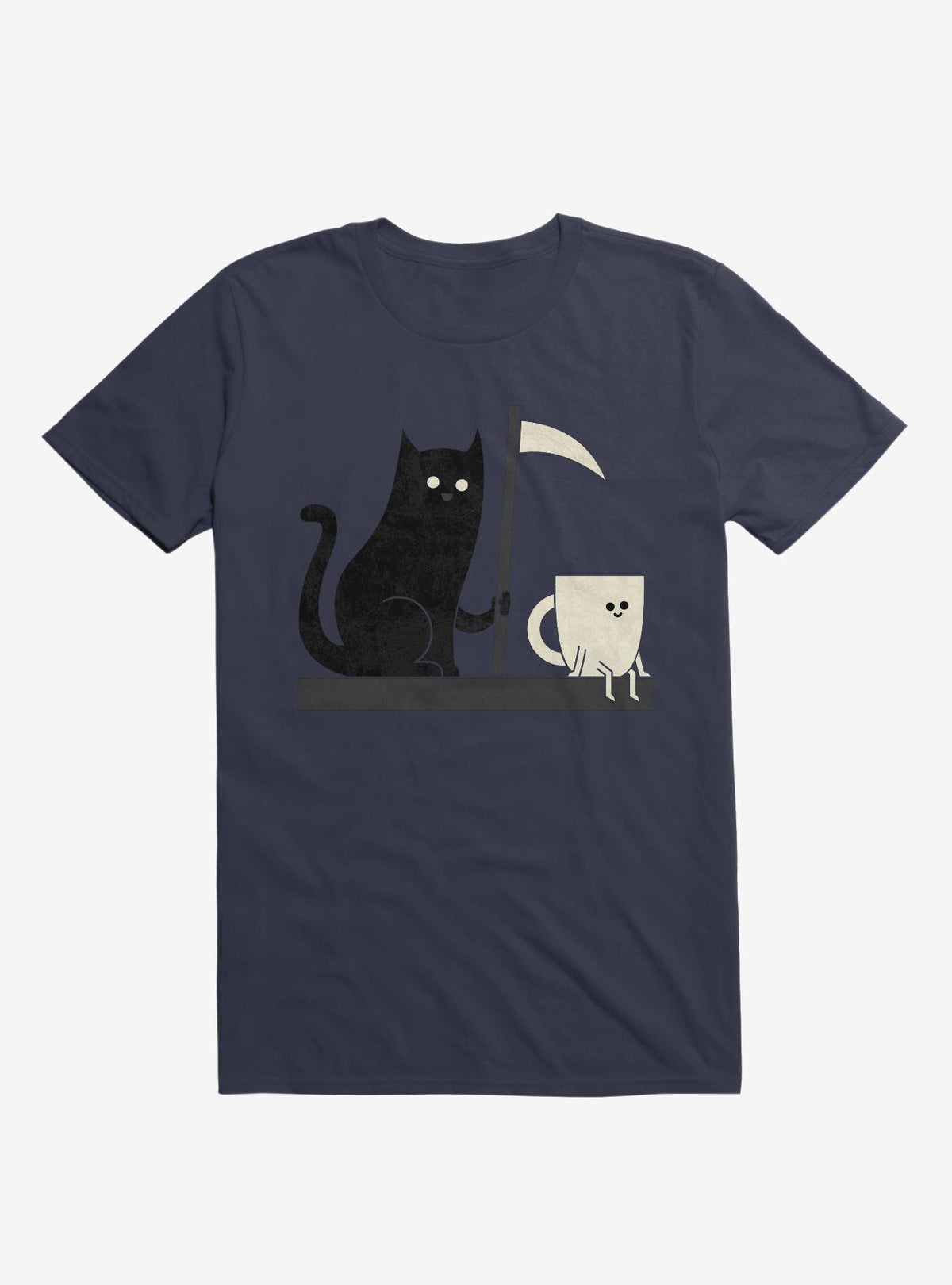 Impending Doom Cat Vs Cup Navy Blue T-Shirt
