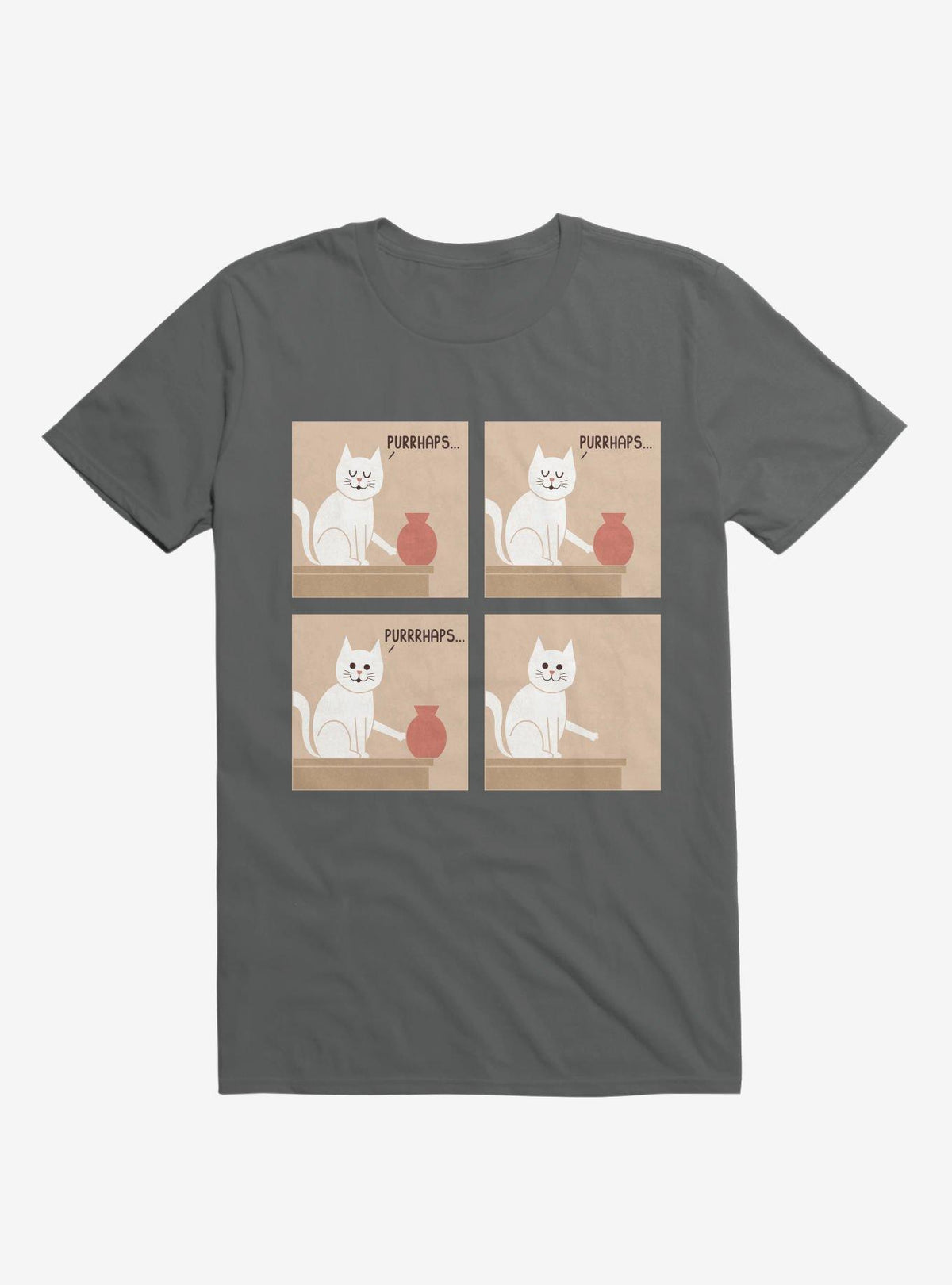 Purrhaps Mischievous Cat Charcoal Grey T-Shirt