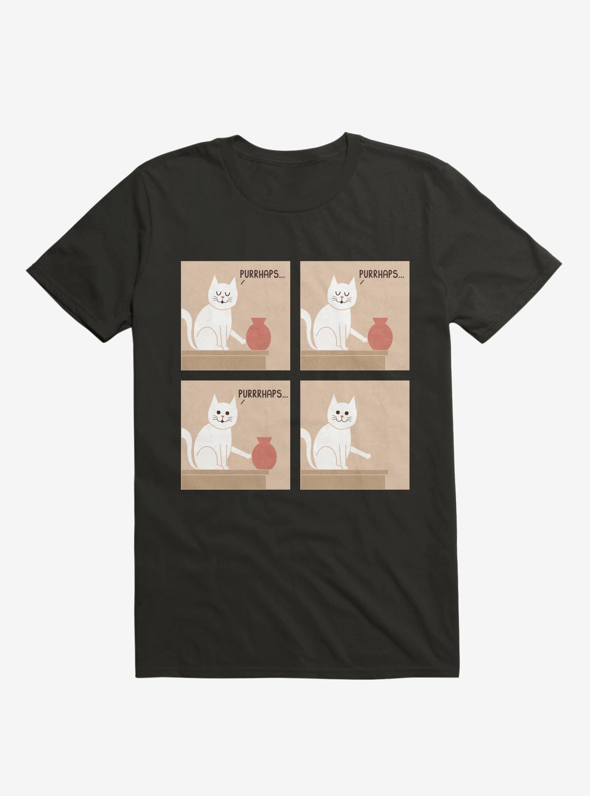 Purrhaps Mischievous Cat Black T-Shirt