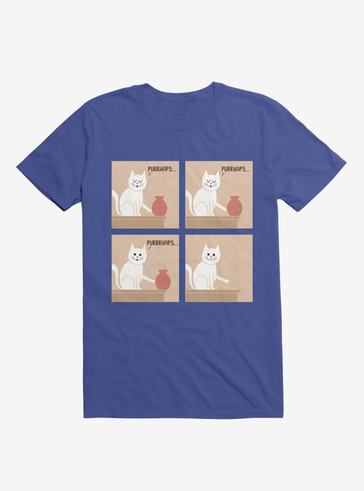 Purrhaps Mischievous Cat Royal Blue T-Shirt