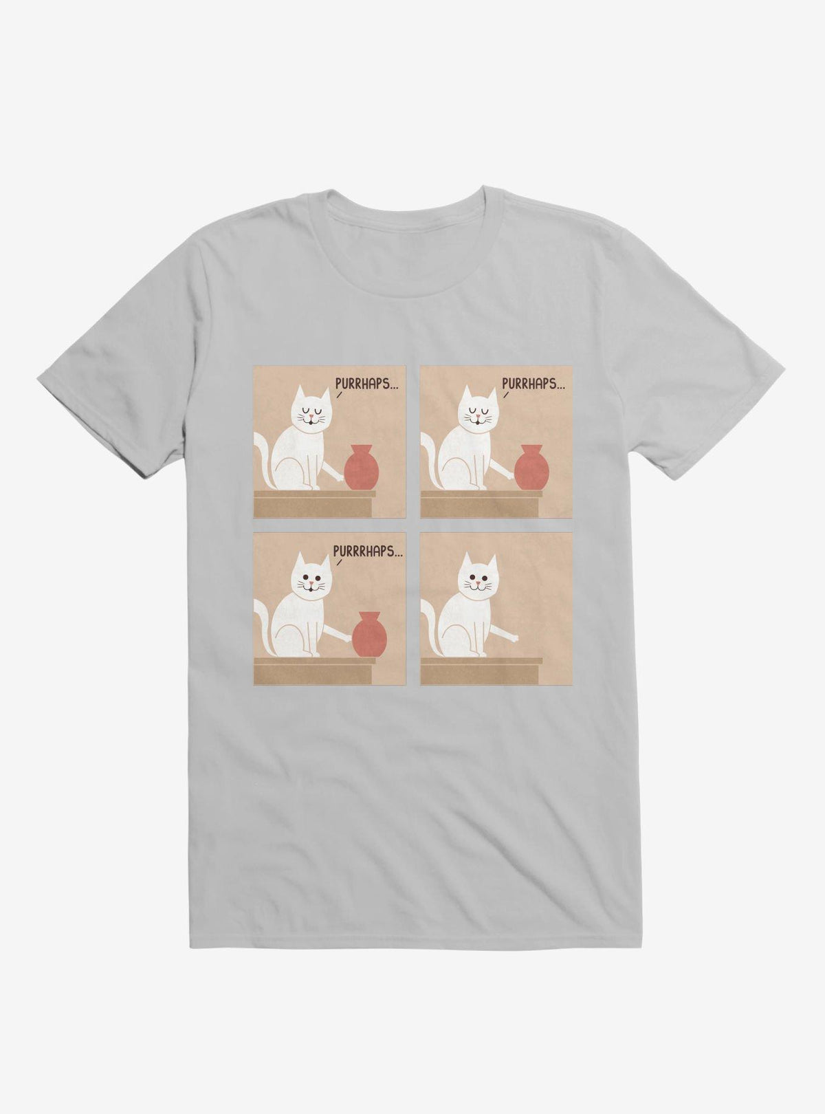 Purrhaps Mischievous Cat Ice Grey T-Shirt