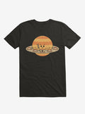 Saturn Eating Sushi Black T-Shirt