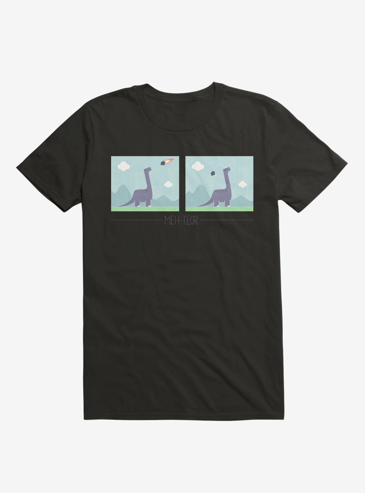 Dinosaur Meh-Teor Black T-Shirt