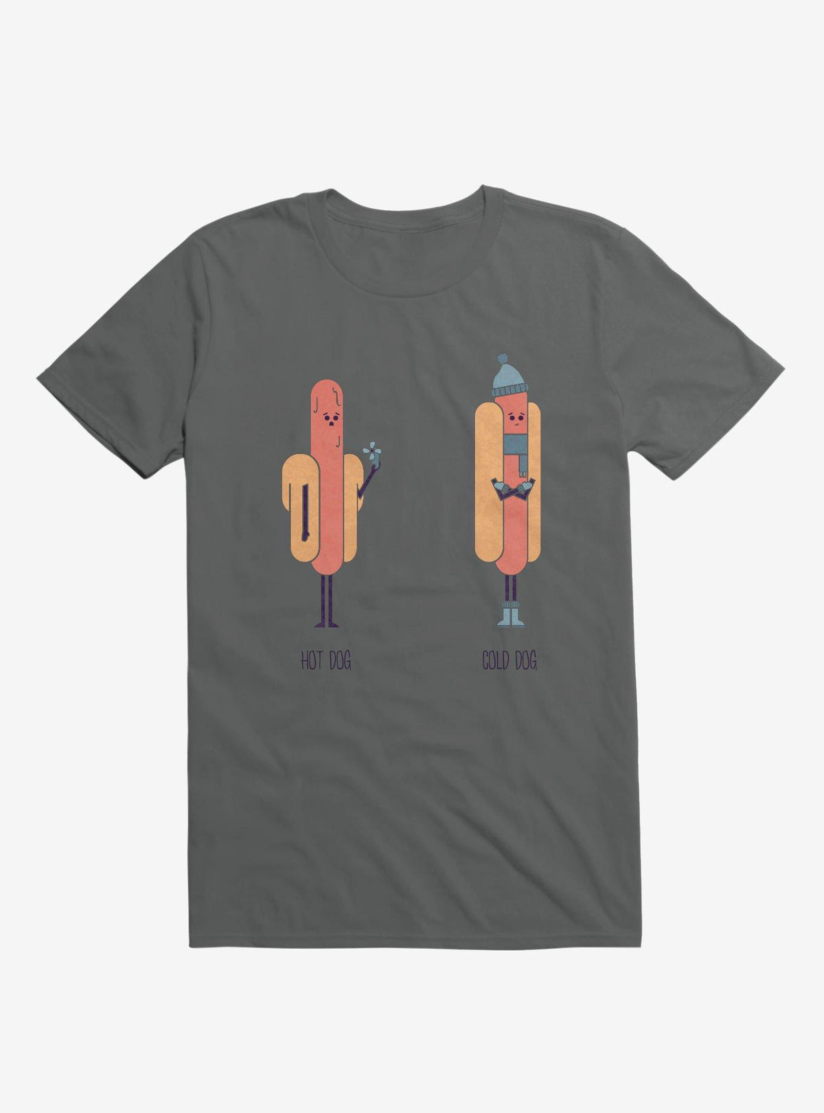 Opposites Hot Dog Cold Dog Charcoal Grey T-Shirt