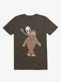 Alien And Sasquatch Piggyback Brown T-Shirt