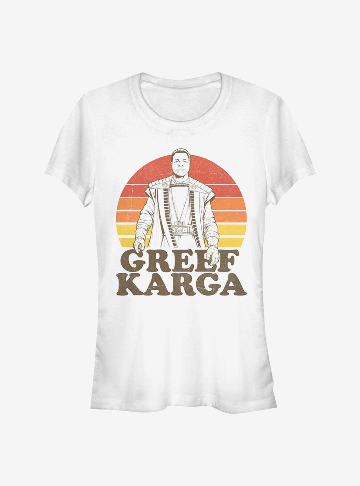 space adventure The Mandalorian 70's Retro Sunset Greef Girls T-Shirt