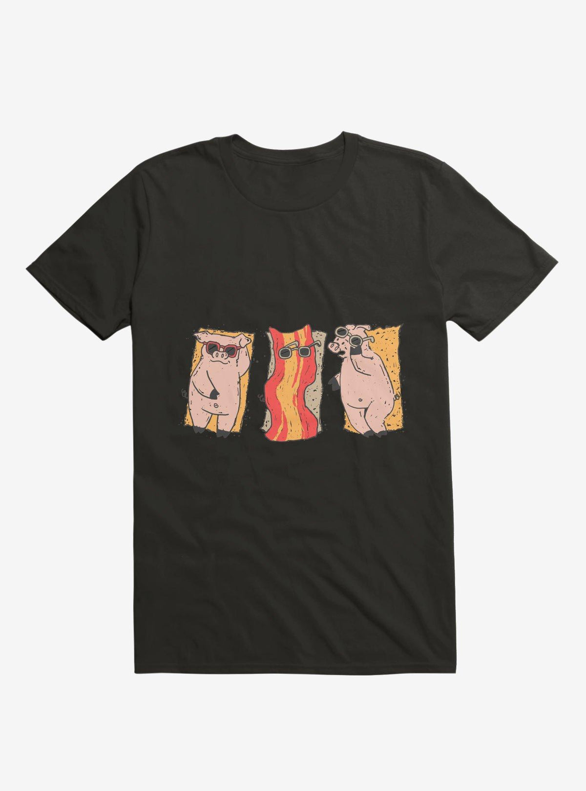 Sunscreen Pigs And Bacon Black T-Shirt