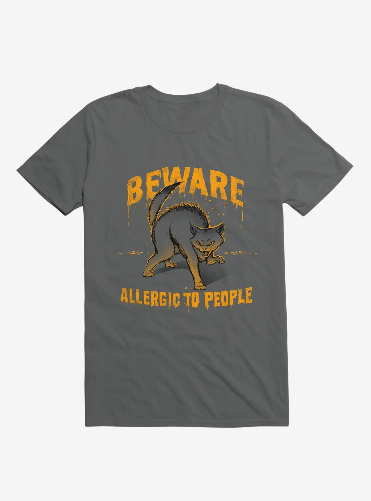 Beware Allergic To People Cat Charcoal Grey T-Shirt