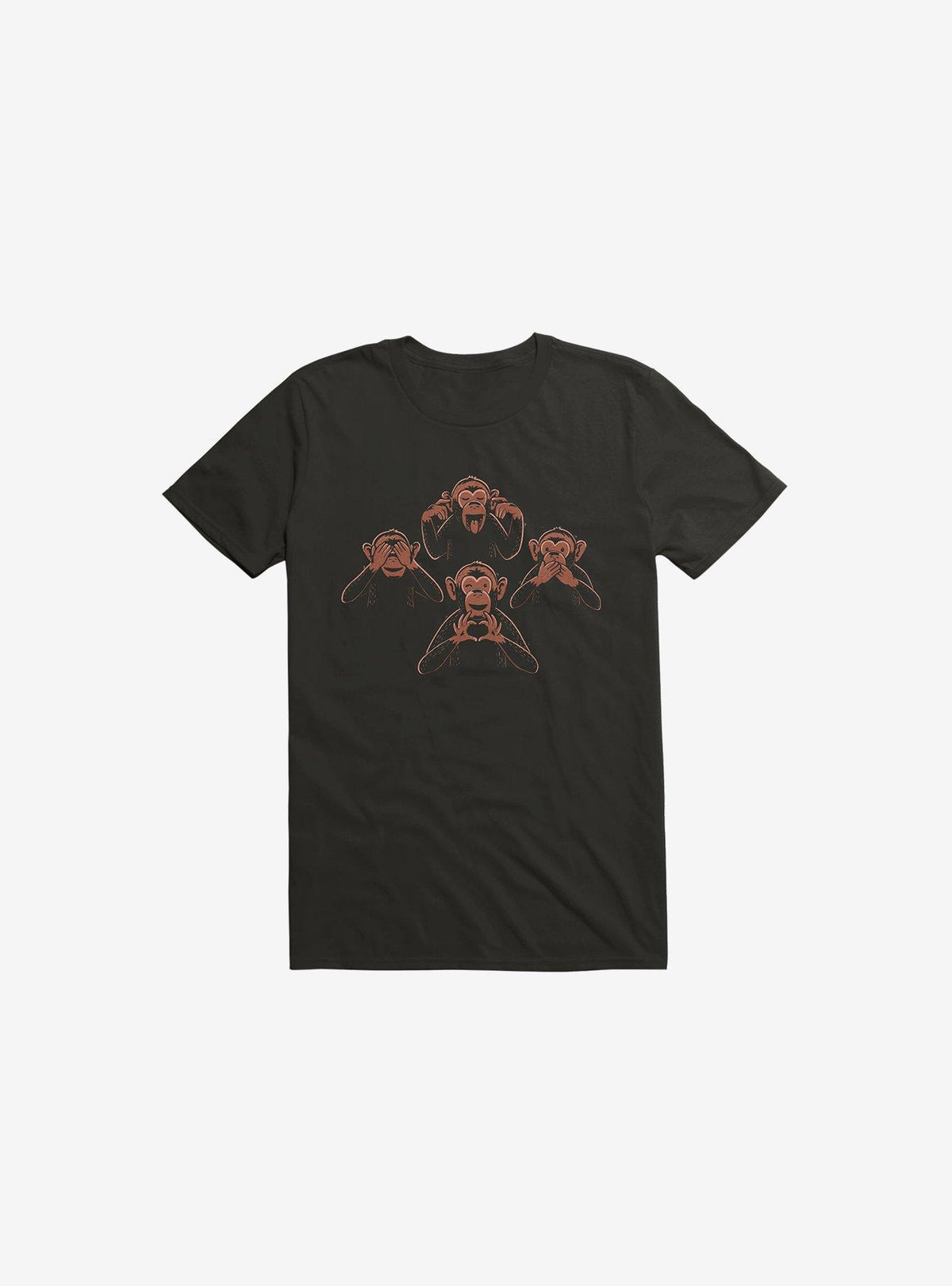 Four Wise Monkeys Black T-Shirt