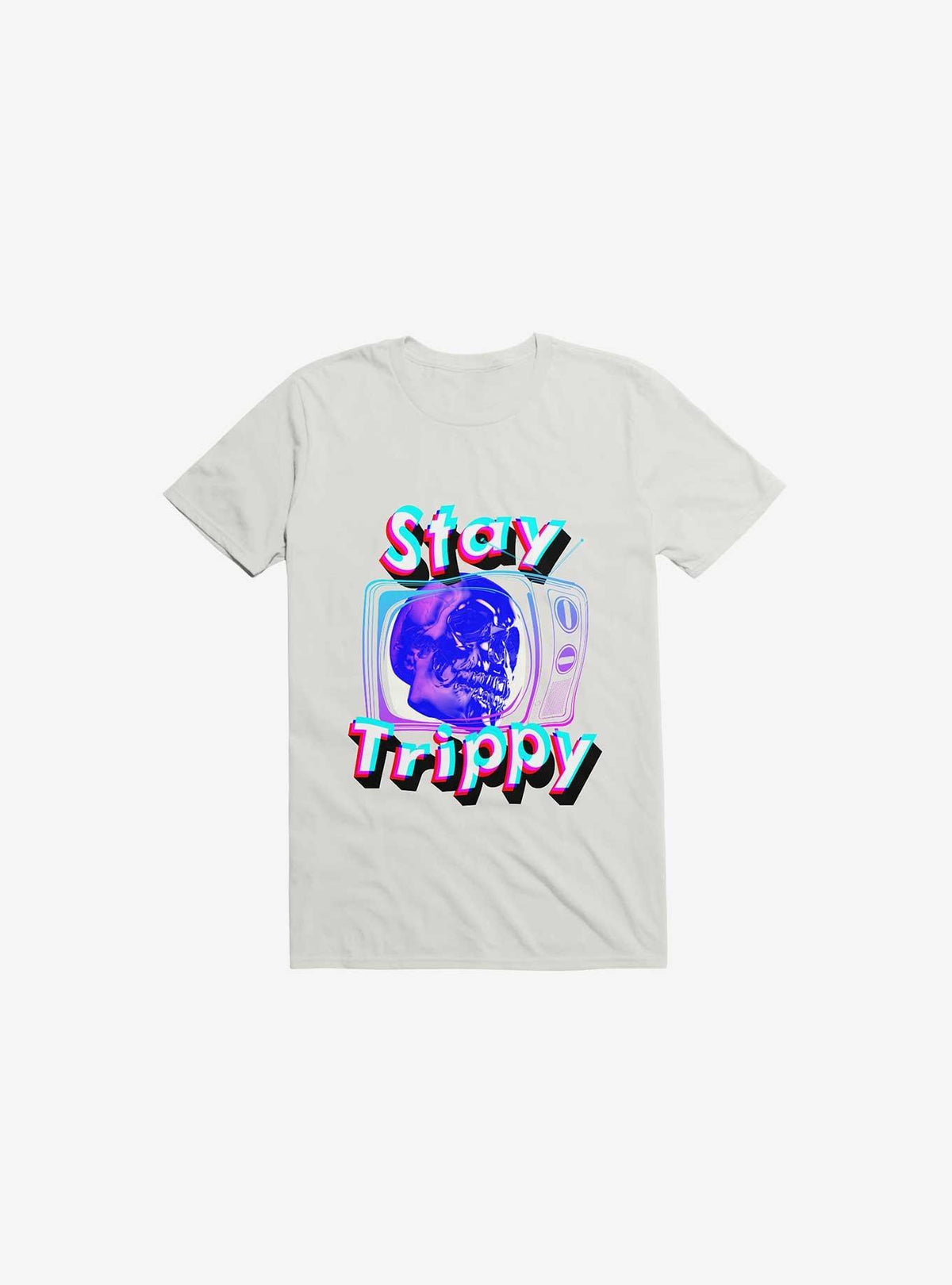 Stay Trippy Cute Retro Aesthetic Universal Vibe Skull White T-Shirt