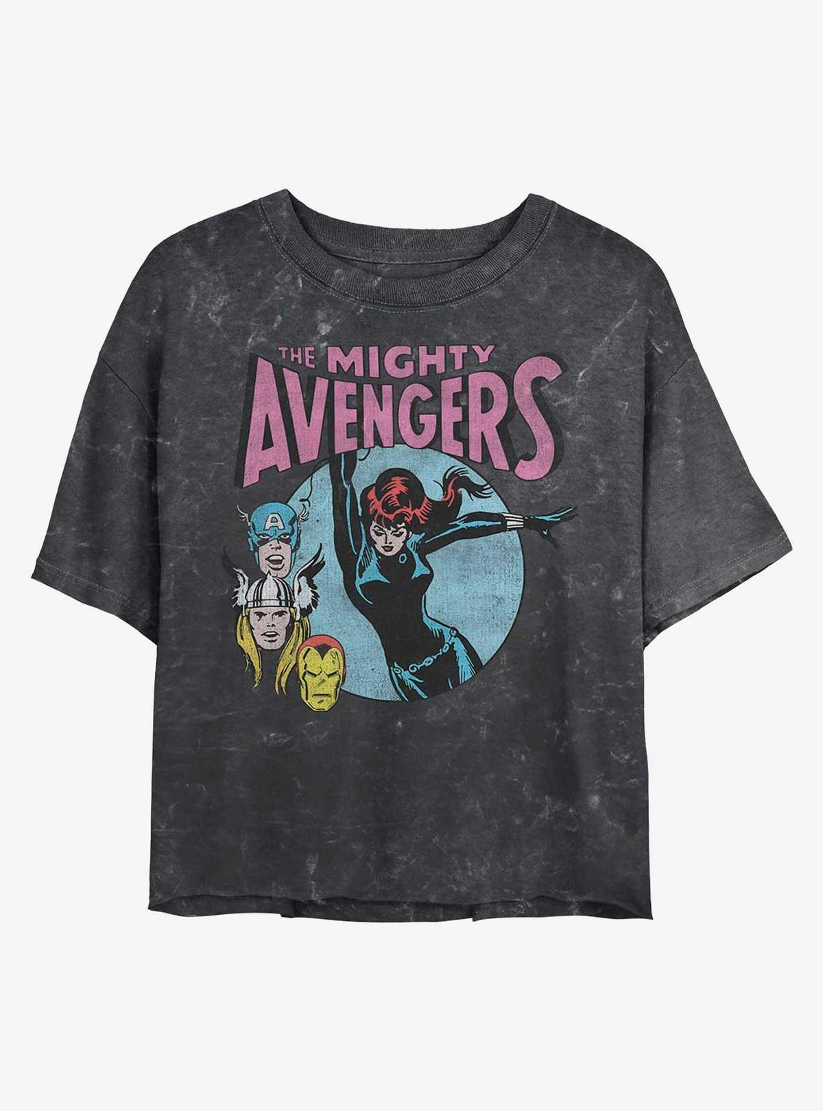 Retro Avengers Mineral Wash Crop Girls T-Shirt