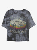space adventure Retro Millennium Falcon Tie-Dye Girls Crop T-Shirt