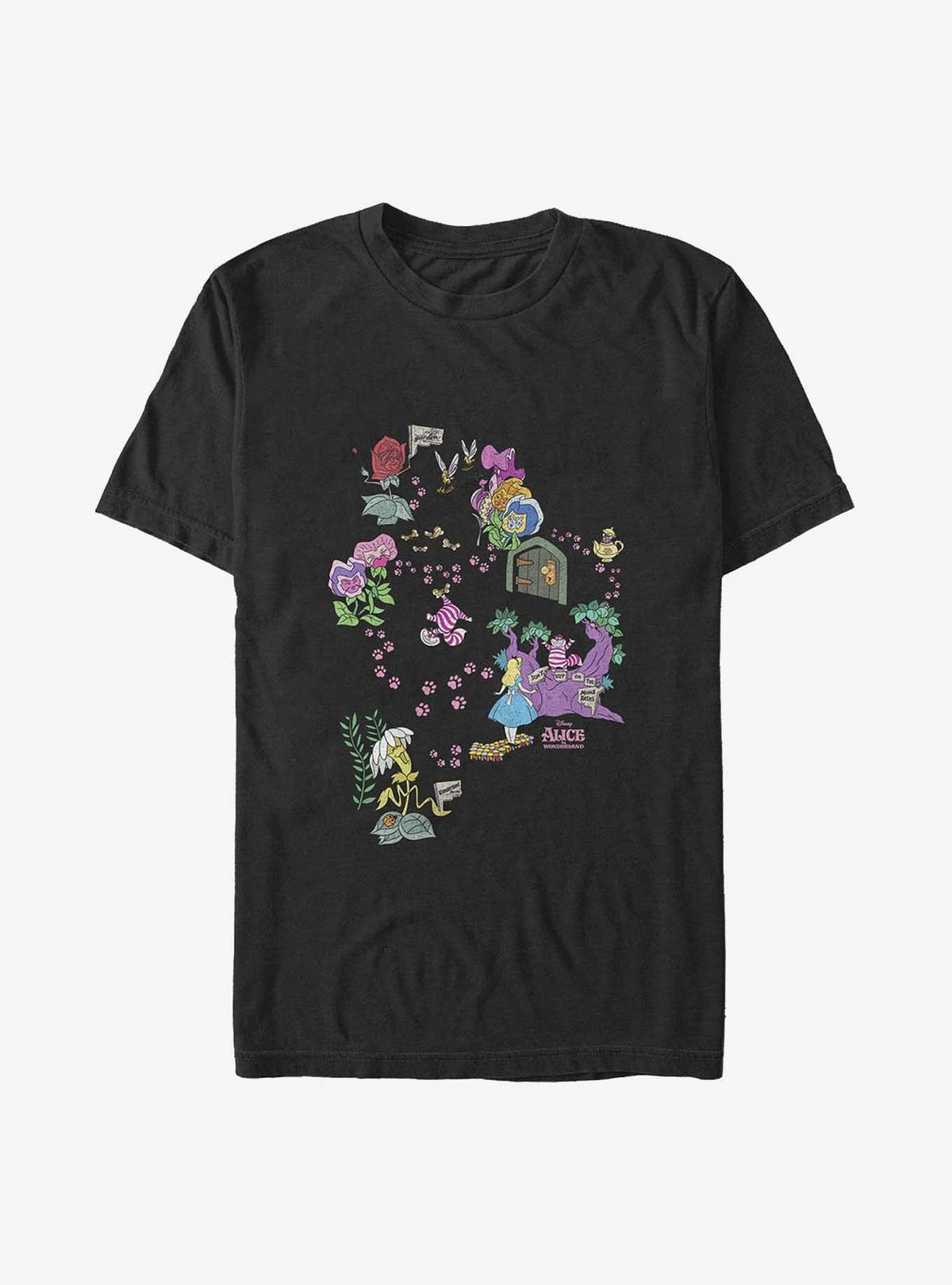 Alice in Wonderland Chesire Map Big Tall T-Shirt