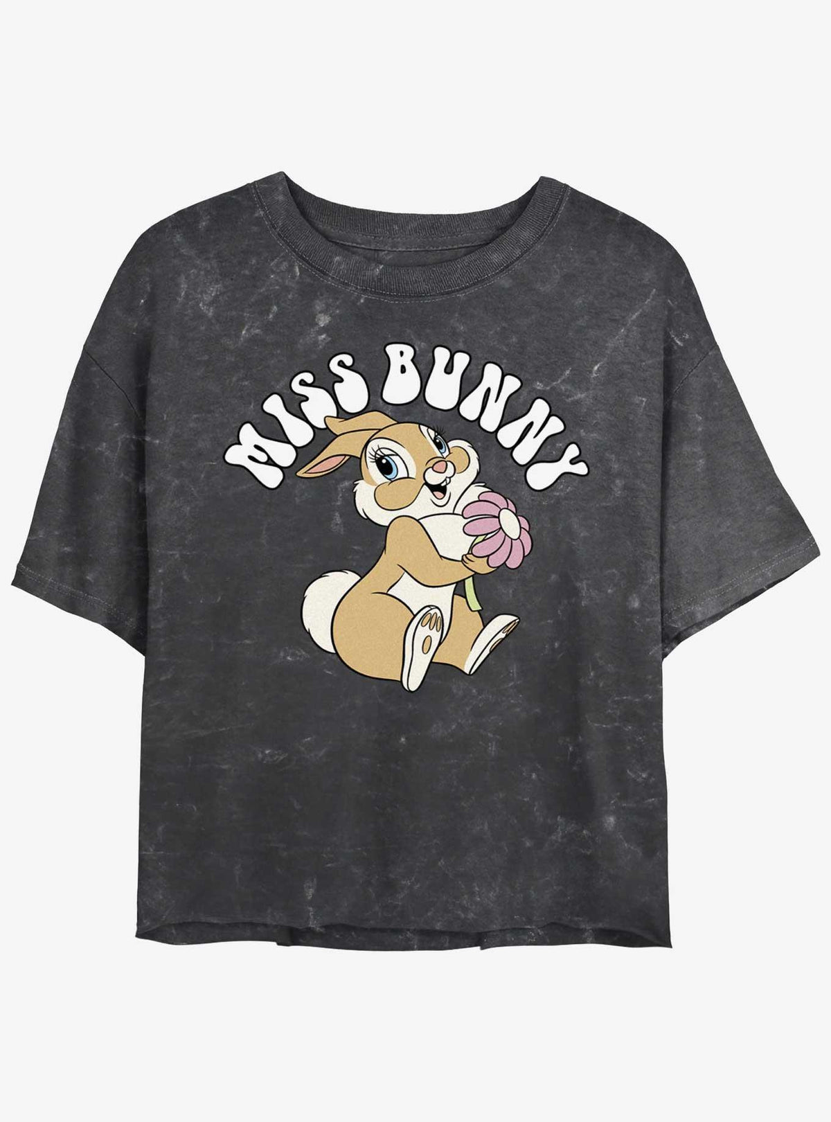 Bambi Miss Bunny Retro Mineral Wash Girls Crop T-Shirt
