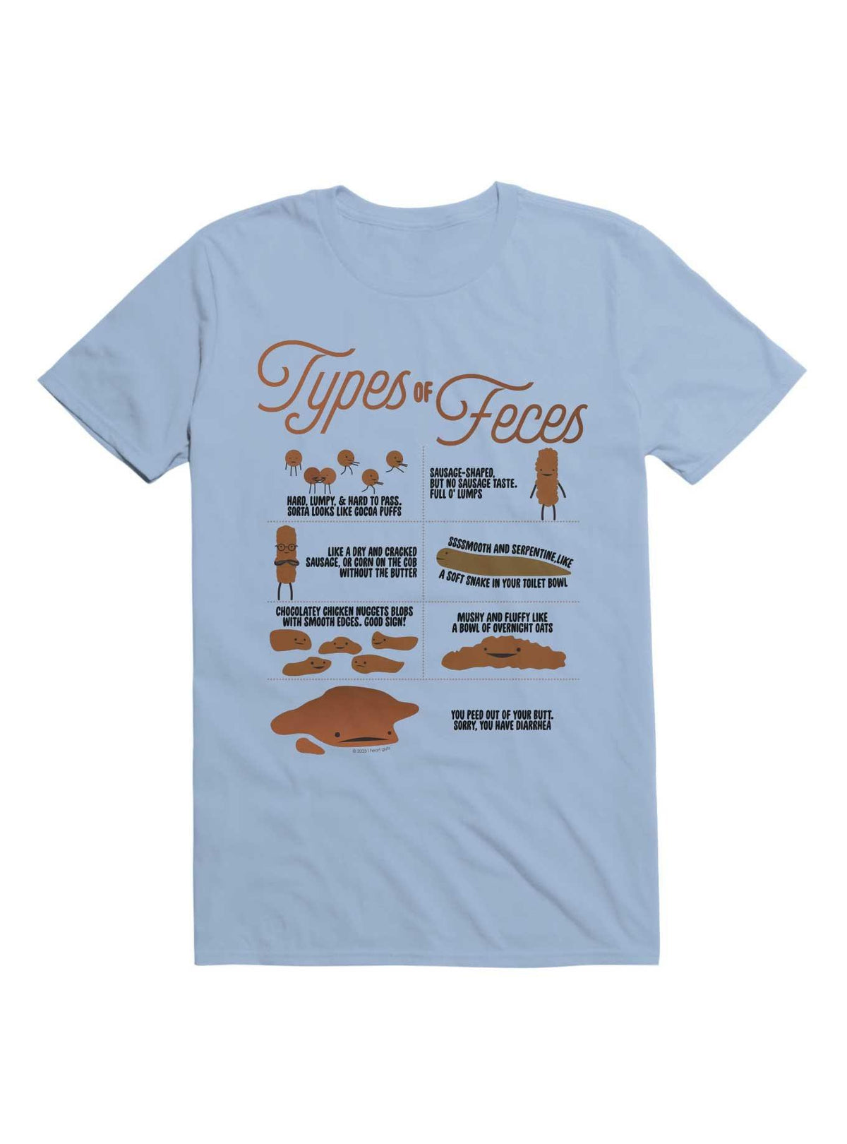Types of Feces Poop Chart Funny Stool Graphic T-Shirt