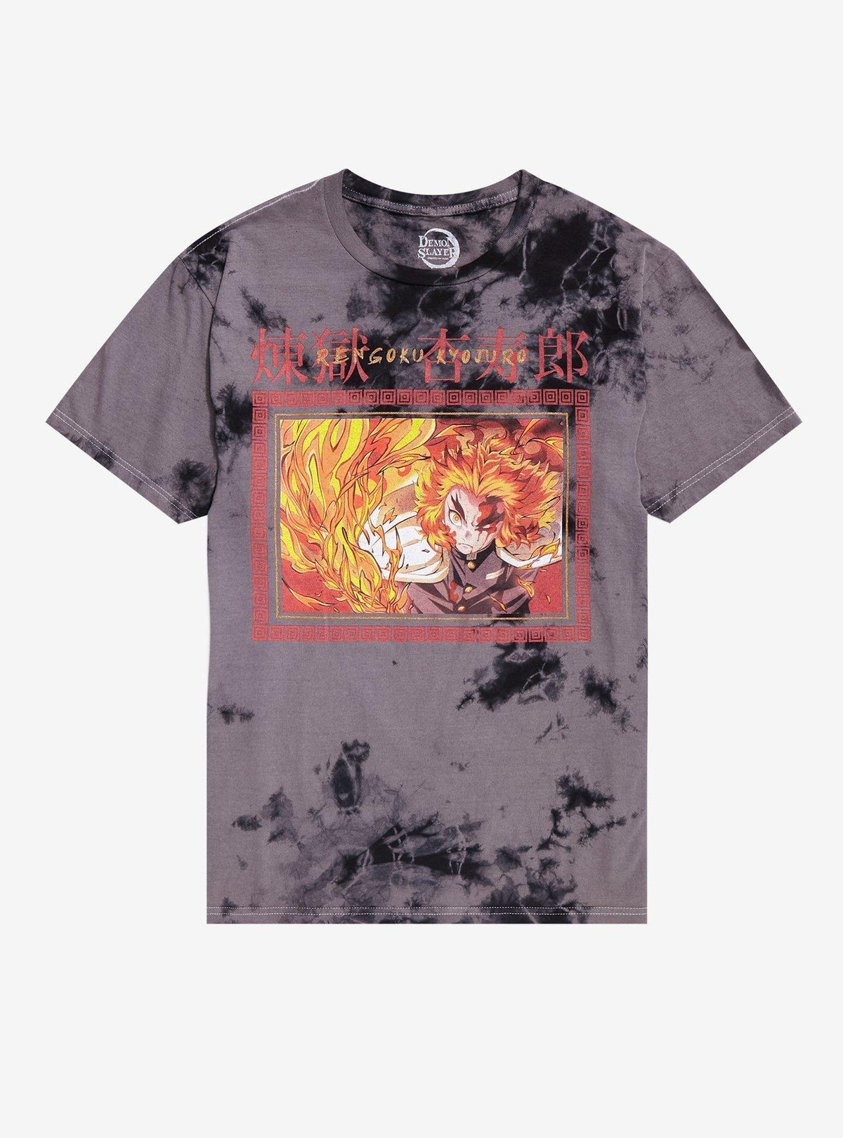 anime swordsman Kimetsu No Yaiba Rengoku Flames Tie-Dye T-Shirt
