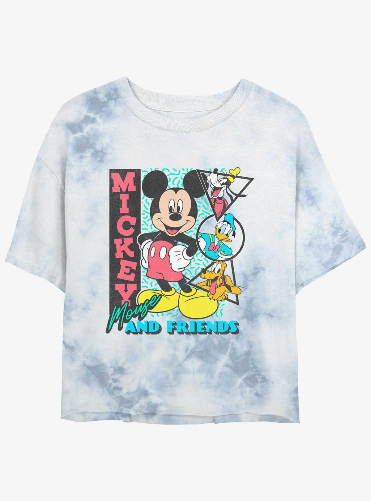 Mickey Mouse Friends Retro Shapes Girls Tie-Dye Crop T-Shirt