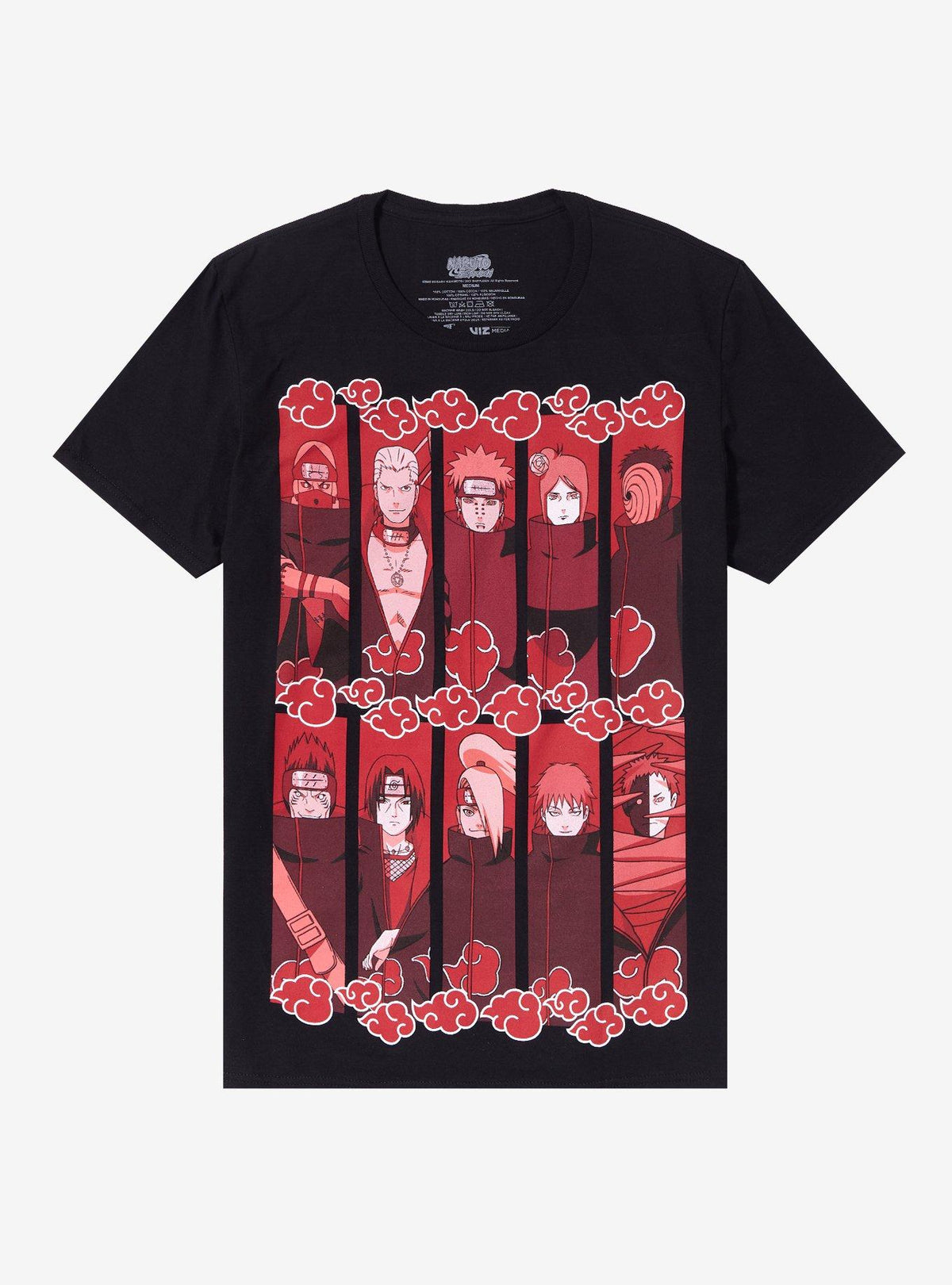 anime ninja Shippuden Akatsuki Red Tonal Panel T-Shirt