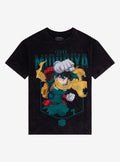 hero anime Midoriya Jumbo Print Dark Wash T-Shirt