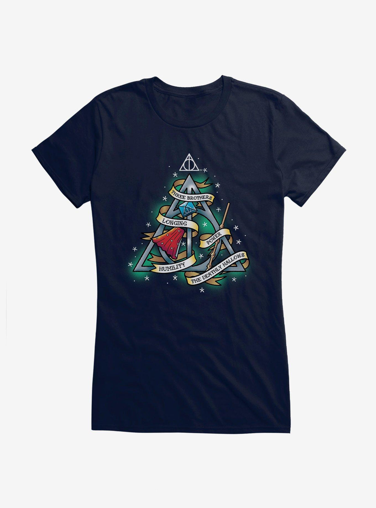 wizard school Deathly Hallows Tattoo Graphic Girls T-Shirt